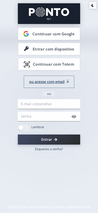 Login Pontonet no celular